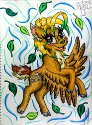 Size: 1141x1540 | Tagged: safe, artist:ruffletruffle, oc, oc only, oc:windy leaves, pony, solo, traditional art