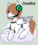 Size: 132x155 | Tagged: safe, artist:minimewbuster, oc, oc:deadlox, pegasus, pony, animated, brown hair, clothes, cloud, deadlox, folded wings, green background, hair over one eye, headphones, headset, male, mcyt, microphone, minecraft, ms paint, non-mlp oc, pixel art, ponified, ponified oc, prone, red eyes, shirt, simple background, smiling, team crafted, wings, youtube