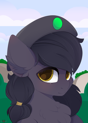 Size: 3600x5000 | Tagged: safe, artist:xsatanielx, oc, oc only, oc:mir, pony, rcf community, bust, commission, female, hat, mare, portrait, solo