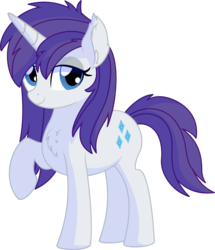 Size: 6029x7001 | Tagged: safe, artist:cyanlightning, rarity, pony, unicorn, g4, .svg available, absurd resolution, alternate hairstyle, chest fluff, ear fluff, female, lidded eyes, looking at you, mare, simple background, solo, transparent background, vector