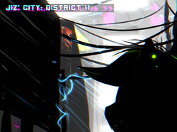 Size: 2150x1600 | Tagged: safe, artist:al1-ce, derpibooru exclusive, oc, oc only, pony, project decadence, chromatic aberration, city, cityscape, cyberpunk, futuristic, glowing, japanese, katakana, silhouette, sketch, text, wires