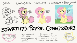 Size: 1920x1080 | Tagged: safe, artist:sjart117, fluttershy, pony, g4, advertisement, bush, cloud, colored sketch, commission, commission info, commission open, commission prices, commissions open, dollar, dollar sign, example, female, grass, heart, mare, mountain, paypal, prices, simple, sitting, sketch, sky, smiling, solo, stars, tree