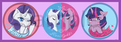 Size: 1024x357 | Tagged: safe, artist:kingkero, rarity, twilight sparkle, pony, g4, female, lesbian, ship:rarilight, shipping