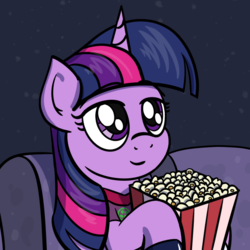 Size: 997x997 | Tagged: safe, artist:ashtoneer, twilight sparkle, pony, g4, 4chan cup, clothes, couch, female, food, holding, jersey, mare, popcorn, shirt, solo