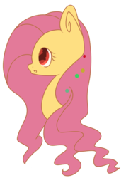 Size: 657x923 | Tagged: safe, artist:lalagirl144d, fluttershy, pony, g4, alternate eye color, bust, female, mare, portrait, profile, red eyes, simple background, solo, transparent background