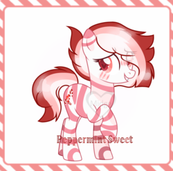 Size: 1280x1268 | Tagged: safe, artist:mint-light, artist:vixenfin, oc, oc only, oc:peppermint sweet (ice1517), earth pony, pony, base used, female, heart eyes, mare, markings, raised hoof, solo, watermark, wingding eyes