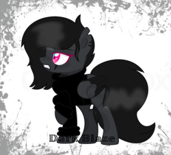 Size: 1280x1157 | Tagged: safe, artist:mint-light, artist:vixenfin, oc, oc only, oc:dark blaze, pegasus, pony, vampire, base used, clothes, colored wings, female, mare, markings, multicolored wings, raised hoof, solo, sweater