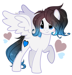 Size: 3264x3432 | Tagged: safe, artist:mint-light, oc, oc only, oc:ice energy, pegasus, pony, blushing, ethereal mane, eye clipping through hair, femboy, high res, male, pegasus oc, raised hoof, simple background, smiling, solo, starry mane, transparent background, wings, ych result