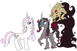 Size: 3030x2028 | Tagged: safe, artist:supahdonarudo, fhtng th§ ¿nsp§kbl, fleur-de-lis, oleander (tfh), classical unicorn, pony, unicorn, series:fleurbuary, them's fightin' herds, g4, cloven hooves, community related, curved horn, high res, horn, leonine tail, question mark, raised hoof, simple background, transparent background, unicornomicon, unshorn fetlocks