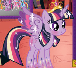 Size: 591x524 | Tagged: safe, applejack, pinkie pie, rainbow dash, twilight sparkle, alicorn, pony, g4, big crown thingy, crown, jewelry, rainbow power, regalia, sparkles, twilight sparkle (alicorn)
