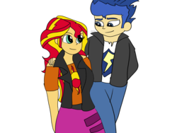 Size: 1600x1200 | Tagged: safe, artist:fireboltpug, flash sentry, sunset shimmer, equestria girls, equestria girls series, g4, female, male, ship:flashimmer, shipping, straight