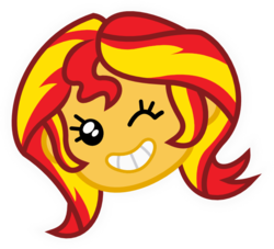 Size: 660x600 | Tagged: safe, artist:seahawk270, sunset shimmer, equestria girls, g4, game stream, my little pony equestria girls: better together, avatar, cute, emoji, female, head only, looking at you, one eye closed, shimmerbetes, simple background, smiling, solo, transparent background, vector, wink