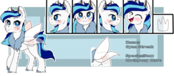 Size: 1348x593 | Tagged: safe, artist:shimale, oc, oc only, oc:cyan streak, mothpony, original species, female, reference sheet, solo, transparent wings, ych result