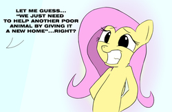 Size: 1300x850 | Tagged: safe, artist:hoodie-stalker, fluttershy, pegasus, pony, g4, bipedal, cute, dialogue, female, grin, gritted teeth, hooves behind back, nervous, nervous smile, offscreen character, sheepish grin, shyabetes, smiling, solo, teeth