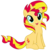 Size: 3500x3500 | Tagged: safe, alternate version, artist:light262, artist:supra80, edit, sunset shimmer, pony, unicorn, g4, cute, double mane, female, happy, high res, mare, open mouth, shimmerbetes, sitting, smiling, solo