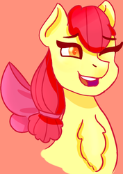 Size: 574x811 | Tagged: safe, artist:kiwiscribbles, apple bloom, earth pony, pony, g4, chest fluff, female, older, older apple bloom, ponytail, solo