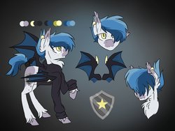 Size: 1030x776 | Tagged: safe, artist:starsketchmeh, oc, oc only, oc:starbullet, bat pony, pony, piercing, reference sheet, solo