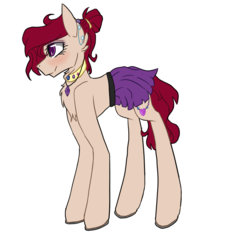 Size: 1091x1208 | Tagged: safe, artist:starsketchmeh, oc, oc only, earth pony, pony, clothes, collar, gem, jewelry, pendant, ponytail, reference sheet, skirt, solo