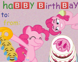 Size: 2000x1600 | Tagged: safe, pinkie pie, earth pony, pony, g4, :c, apology cake, bipedal, cake, clone, covering face, cupcake, cursed image, dab, dank memes, emoji, eyes closed, facehoof, female, floppy ears, food, frown, grin, happy birthday, hoof hold, lidded eyes, looking at you, mare, multeity, pinkie being pinkie, pinkie physics, sad, sideways, simple background, smiling, smirk, stamp of forgiveness, static, text, wat, 🅱, 👌, 😂