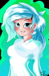 Size: 1809x2823 | Tagged: safe, artist:twiley-sparkle, oc, oc only, oc:frost flare, human, equestria girls, g4, clothes, equestria girls-ified, female, hairclip, scarf, shirt, simple background, solo