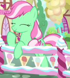 Size: 459x509 | Tagged: safe, screencap, minty (g4), earth pony, pony, g4, interseason shorts, sundae sundae sundae, background pony, cropped, female, g3 to g4, generation leap, mare, official recolor, recolor, solo