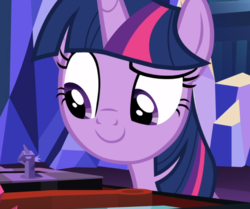 Size: 1058x886 | Tagged: safe, screencap, twilight sparkle, alicorn, pony, g4, uncommon bond, board game, cropped, dragon pit, female, looking at something, raised eyebrow, smiling, solo, twilight sparkle (alicorn)