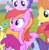 Size: 1147x1159 | Tagged: safe, screencap, autumn fields, berry punch, berryshine, blooming harvest, junebug, november rain, plumberry, roseluck, warm front, earth pony, pegasus, pony, g4, interseason shorts, sundae sundae sundae, background pony, cropped, dexterous hooves, duo focus, female, filly, foal, friendship student, hoof hold, mare, spoon
