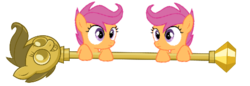 Size: 470x161 | Tagged: safe, artist:augustthehedgehog, artist:php10, editor:samey90, scootaloo, pony, g4, fanfic art, fanfic in the description, scepter, self ponidox, simple background, transparent background, twilight scepter