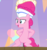 Size: 650x693 | Tagged: safe, screencap, pinkie pie, earth pony, pony, g4, interseason shorts, sundae sundae sundae, bipedal, cropped, curtains, female, hat, hooves behind back, mare, open mouth, solo