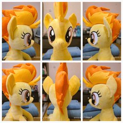 Size: 1024x1024 | Tagged: safe, artist:nekokevin, spitfire, pegasus, pony, g4, female, irl, looking at you, mare, photo, plushie, side view, sitting, smiling, solo
