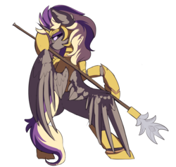 Size: 2871x2733 | Tagged: safe, artist:beardie, oc, oc only, alicorn, pony, alicorn oc, armor, bipedal, female, high res, mare, simple background, solo, spear, transparent background, weapon