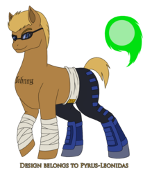 Size: 1357x1546 | Tagged: safe, artist:pyrus-leonidas, earth pony, pony, series:mortal kombat:defenders of equestria, bandage, clothes, crossover, johnny cage, male, mortal kombat, pants, ponified, simple background, smiling, solo, stallion, sunglasses, transparent background