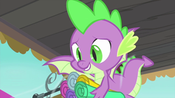 Size: 1280x720 | Tagged: safe, screencap, spike, dragon, g4, interseason shorts, rarity's biggest fan, male, solo, winged spike, wings