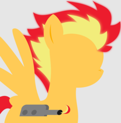 Size: 4000x4057 | Tagged: safe, artist:keronianniroro, pegasus, pony, absurd resolution, blue background, derpibooru background pony icon, flamethrower, simple background, solo, vector, weapon