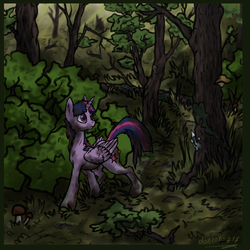Size: 2160x2160 | Tagged: safe, artist:danton-y17, twilight sparkle, alicorn, pony, g4, female, forest, high res, solo, twilight sparkle (alicorn)