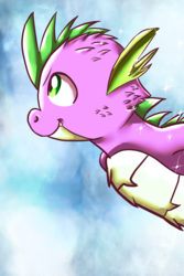 Size: 1440x2160 | Tagged: safe, artist:chiptunebrony, spike, dragon, g4, flying without wings, freedom planet, invincible, male, solo, sparkles