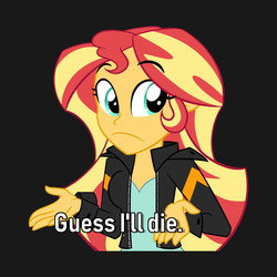 Size: 630x630 | Tagged: dead source, safe, artist:wubcakeva, sunset shimmer, equestria girls, g4, female, guess i'll die, meme, solo