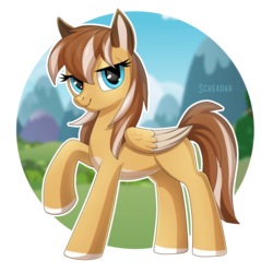 Size: 1200x1200 | Tagged: safe, artist:scheadar, oc, oc only, pegasus, pony, colored wings, cute, female, looking at you, multicolored wings, smiling, solo