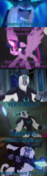 Size: 785x2871 | Tagged: safe, artist:alphamonouryuuken, edit, edited screencap, screencap, storm king, tempest shadow, twilight sparkle, alicorn, pony, g4, my little pony: the movie, angry, awesome, badass, badass boast, canterlot castle, comic, cropped, dreamworks, evil laugh, frown, funny, glare, glowing horn, gritted teeth, horn, kai the collector, kung fu panda, kung fu panda 3, lightning, mad with power, magic, master po, screencap comic, spread wings, staff, staff of sacanas, storm, twilight sparkle (alicorn), wholesome, wings