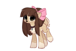 Size: 1098x745 | Tagged: safe, artist:php146, oc, oc only, oc:alice (m0chis), deer pony, original species, bow, female, hair bow, simple background, solo, white background