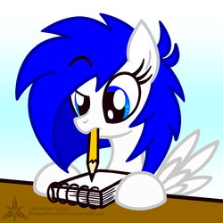 Size: 758x758 | Tagged: safe, artist:cybertronikpony, oc, oc only, oc:melissa, pegasus, pony, drawing, pencil, ponysona, solo