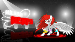 Size: 1600x900 | Tagged: safe, artist:cybertronikpony, oc, oc only, oc:killer beats, pegasus, pony, bracelet, jewelry, ponysona, rave, solo