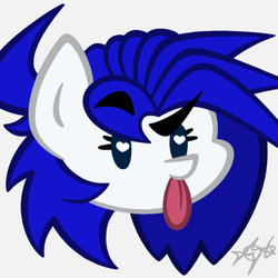 Size: 400x400 | Tagged: safe, artist:cybertronikpony, oc, oc only, oc:melissa, pegasus, pony, :p, chibi, cute, disembodied head, female, glare, head, heart eyes, looking at you, mare, ocbetes, raised eyebrow, silly, silly pony, simple background, smiling, smirk, solo, tongue out, white background, wingding eyes