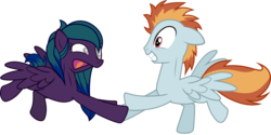 Size: 1679x841 | Tagged: safe, artist:chipmagnum, oc, oc only, pegasus, pony, g4, griffon the brush off, female, male, mare, shock, simple background, stallion, transparent background