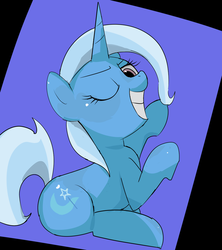 Size: 1000x1125 | Tagged: safe, artist:baigak, trixie, pony, unicorn, g4, cute, diatrixes, female, mare, one eye closed, smiling, solo, wink