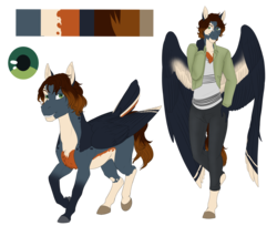 Size: 4051x3300 | Tagged: safe, artist:blackblood-queen, oc, oc only, oc:benny duke, pegasus, pony, anthro, unguligrade anthro, anthro oc, anthro with ponies, clothes, coat markings, male, pants, piebald coat, shirt, simple background, smiling, socks (coat markings), solo, stallion, transparent background