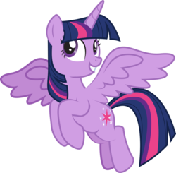 Size: 2376x2329 | Tagged: safe, artist:lightning stripe, derpibooru exclusive, twilight sparkle, alicorn, pony, g4, cute, female, flying, grin, high res, looking up, mare, show accurate, simple background, smiling, solo, spread wings, transparent background, twiabetes, twilight sparkle (alicorn), wings