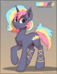 Size: 3000x3845 | Tagged: safe, artist:lispp, oc, oc only, oc:star climber, pony, unicorn, adoptable, high res, rainbow hair, solo