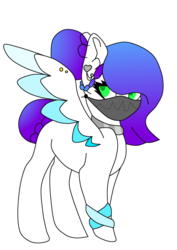 Size: 1000x1414 | Tagged: safe, artist:blankfandoms, oc, oc only, oc:fly-bi, pegasus, pony, bandana, choker, colored wings, ear piercing, earring, female, jewelry, mare, multicolored hair, multicolored wings, piercing, simple background, solo, transparent background, wing piercing, wristband