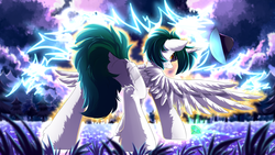 Size: 3840x2160 | Tagged: safe, artist:airiniblock, oc, oc only, alicorn, pegasus, pony, rcf community, alicorn oc, commission, high res, solo, wings